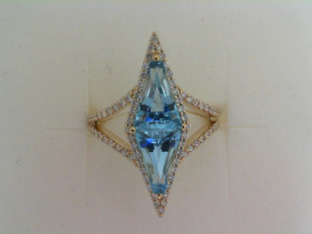 Swiss Blue topaz Ring with Dia