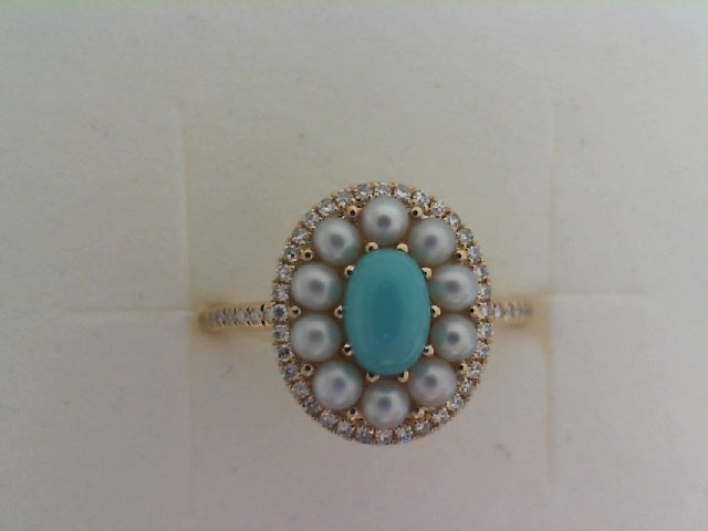 Turquoise and Pearl Ring with