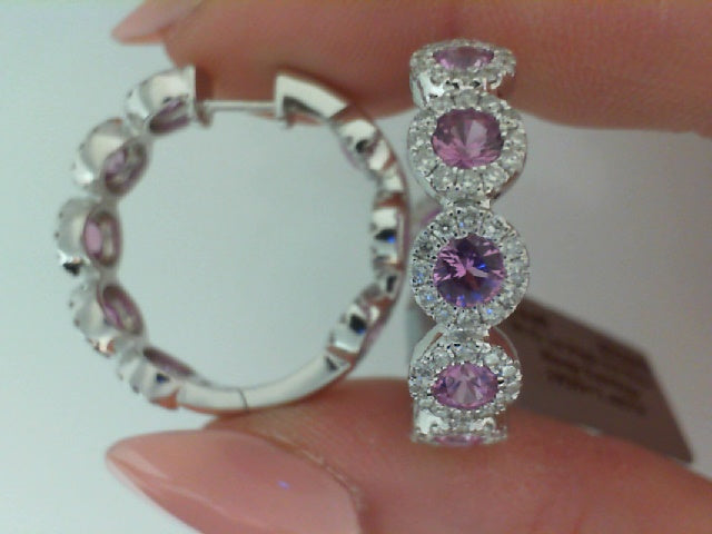 Pink Sapphire and Diamond Earr