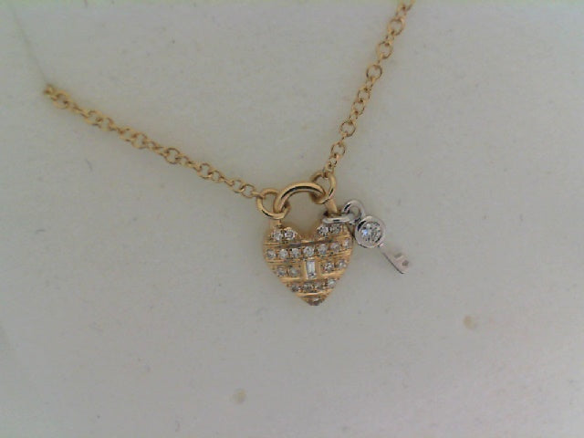 14k yellow gold heart and key