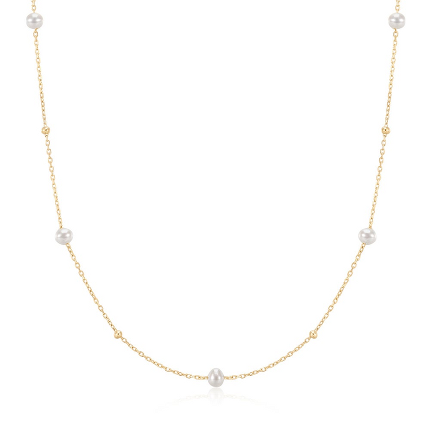 Pearl and Gold Beaded Necklace