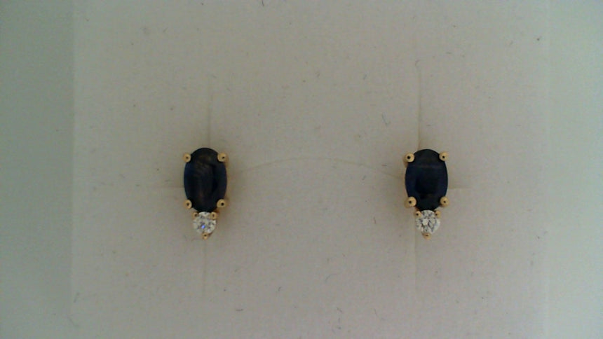 Sapphire and Diamond Studs 14k