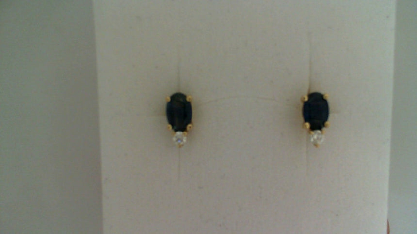 Sapphire and Diamond Studs 14k