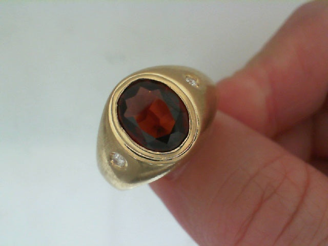 14kyg Diamond Garnet Ring