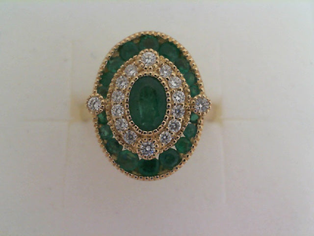 Emerald and Diamond Ring 14k E
