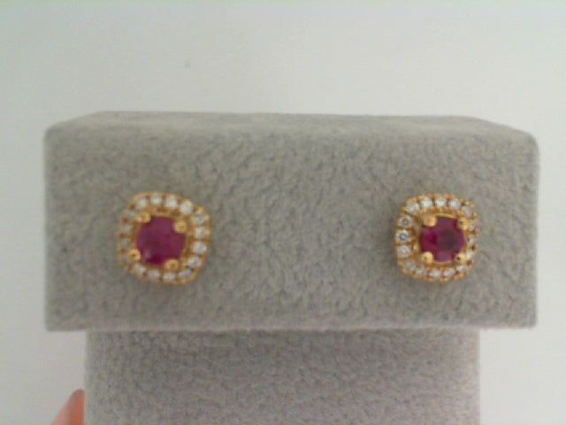 Ruby Stud Earrings with Diamon