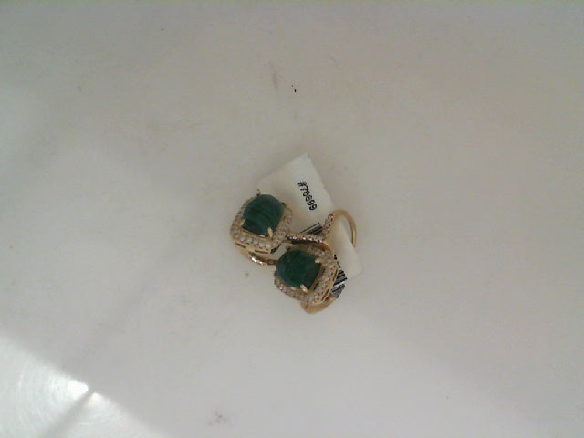 14KYG DIAMOND MALACHITE EARRIN