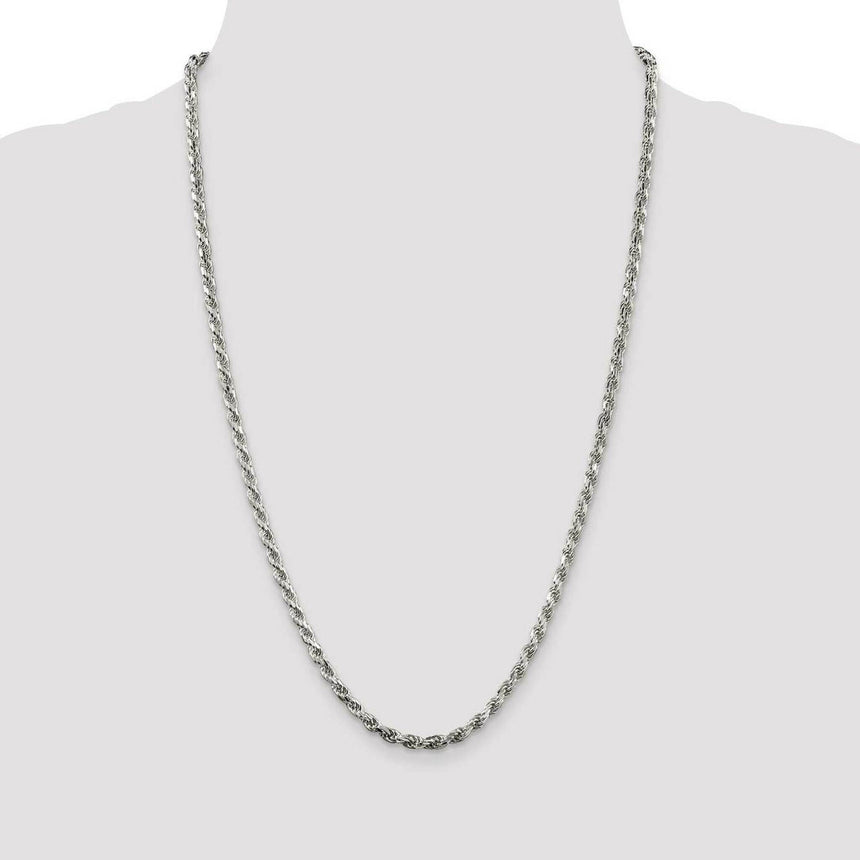 20 Inch 3.5mm Diamond-cut Rope Chain Sterling Silver
