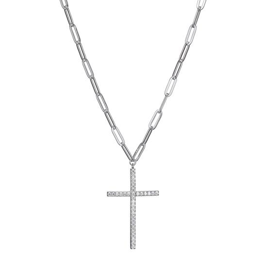 Charles Garnier Paperclip Cross CZ Necklace